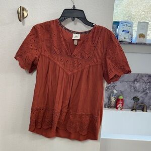 Knox Rose Terracotta Lace Blouse